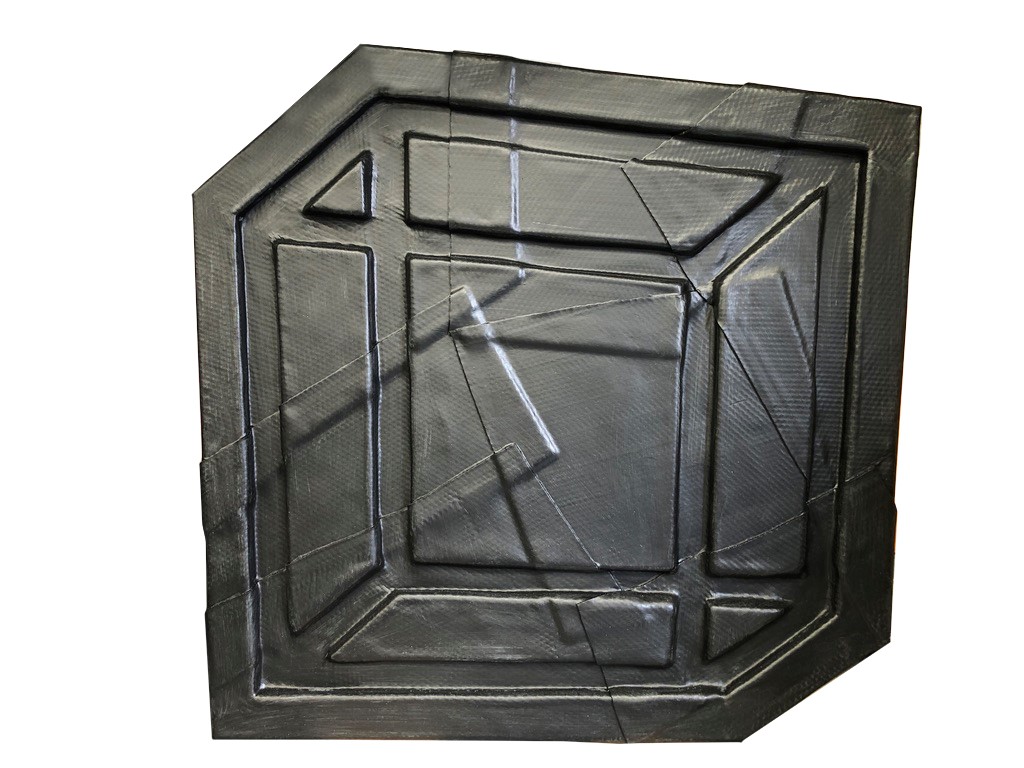 Jennifer Cochrane, Impossible Shadow #41, acrylic paint and industrial tape on steel frame, 43 x 44 x 2.5cm