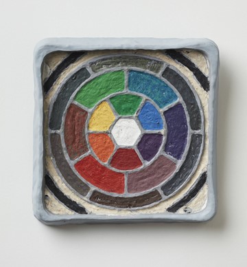 Andre Lipscombe, Subtractive Painting, 2023, acrylic painting, 18.5 x 18 x 2.5cm