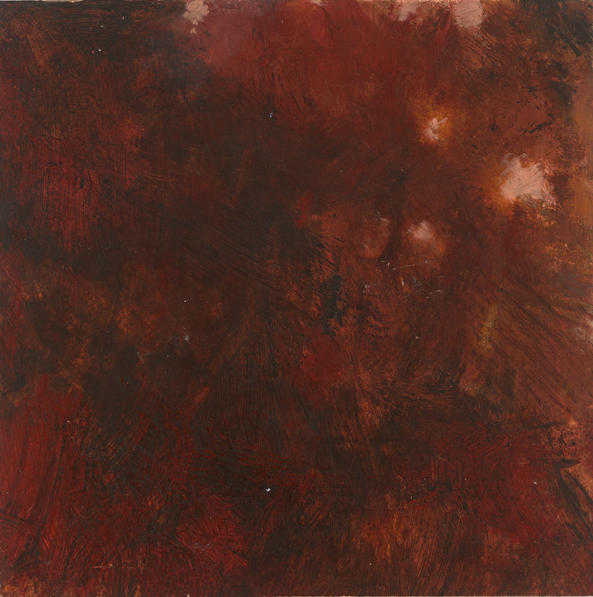 Merrick Belyea, 'The wattle blooms above him and the bluebells blow close by' I, 2023, oil on board, 40 x 40cm