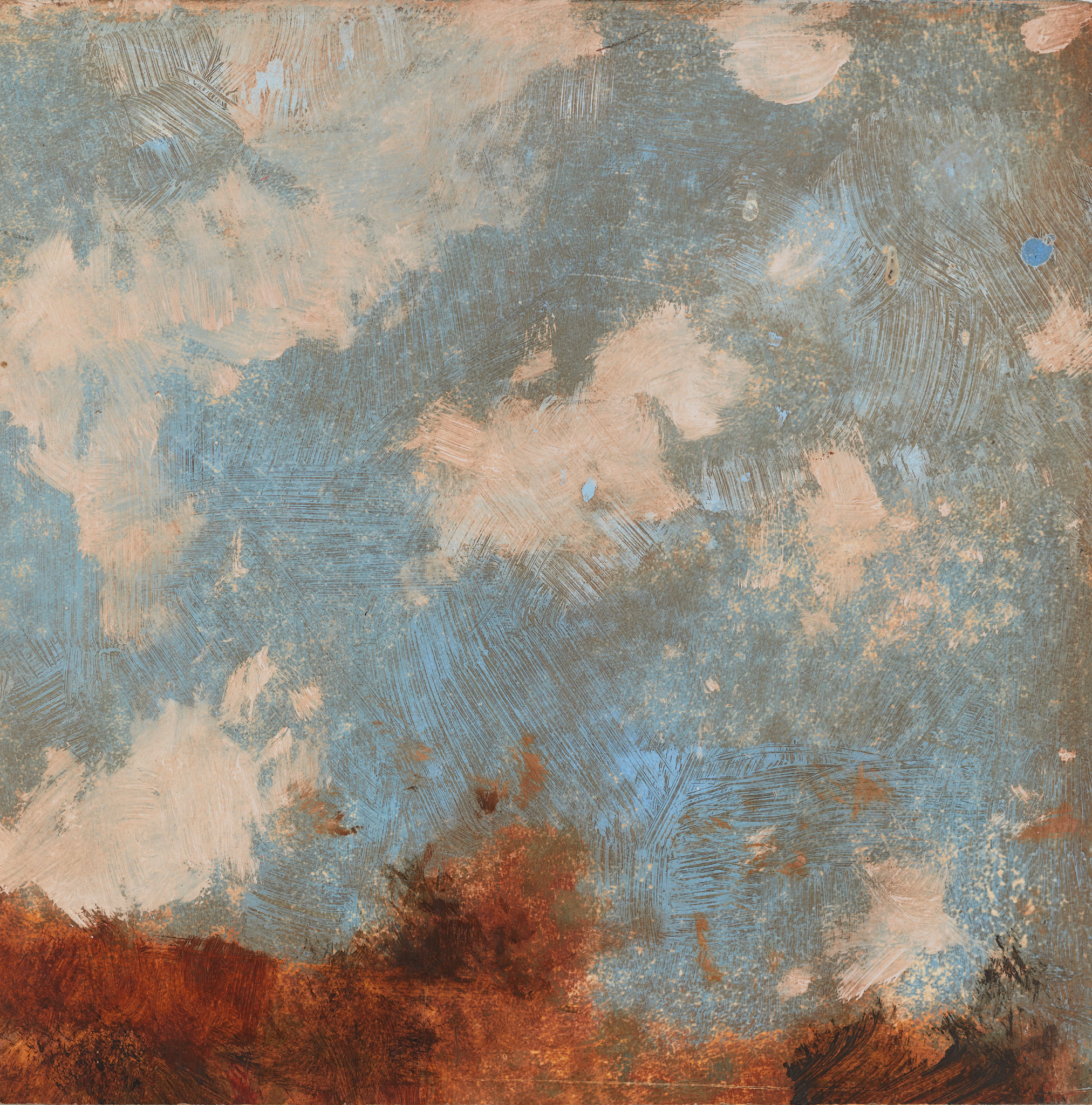 Merrick Belyea, 'The wattle blooms above him and the bluebells blow close by' IV, 2023, oil on board, 40 x 40cm