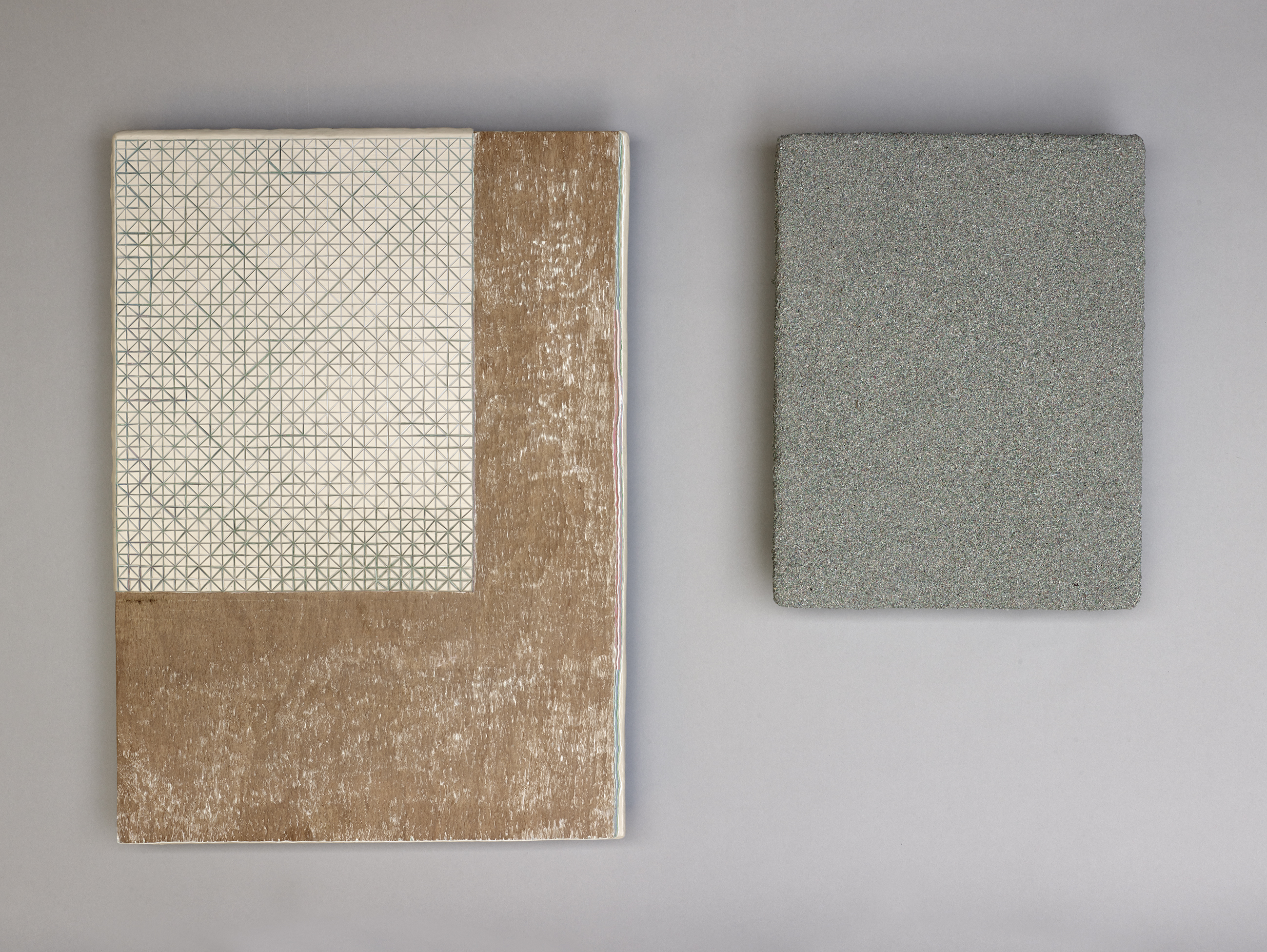 Andre Lipscombe, Stripped Painting, 2018, 60 x 85 x 7cm (dyptich)