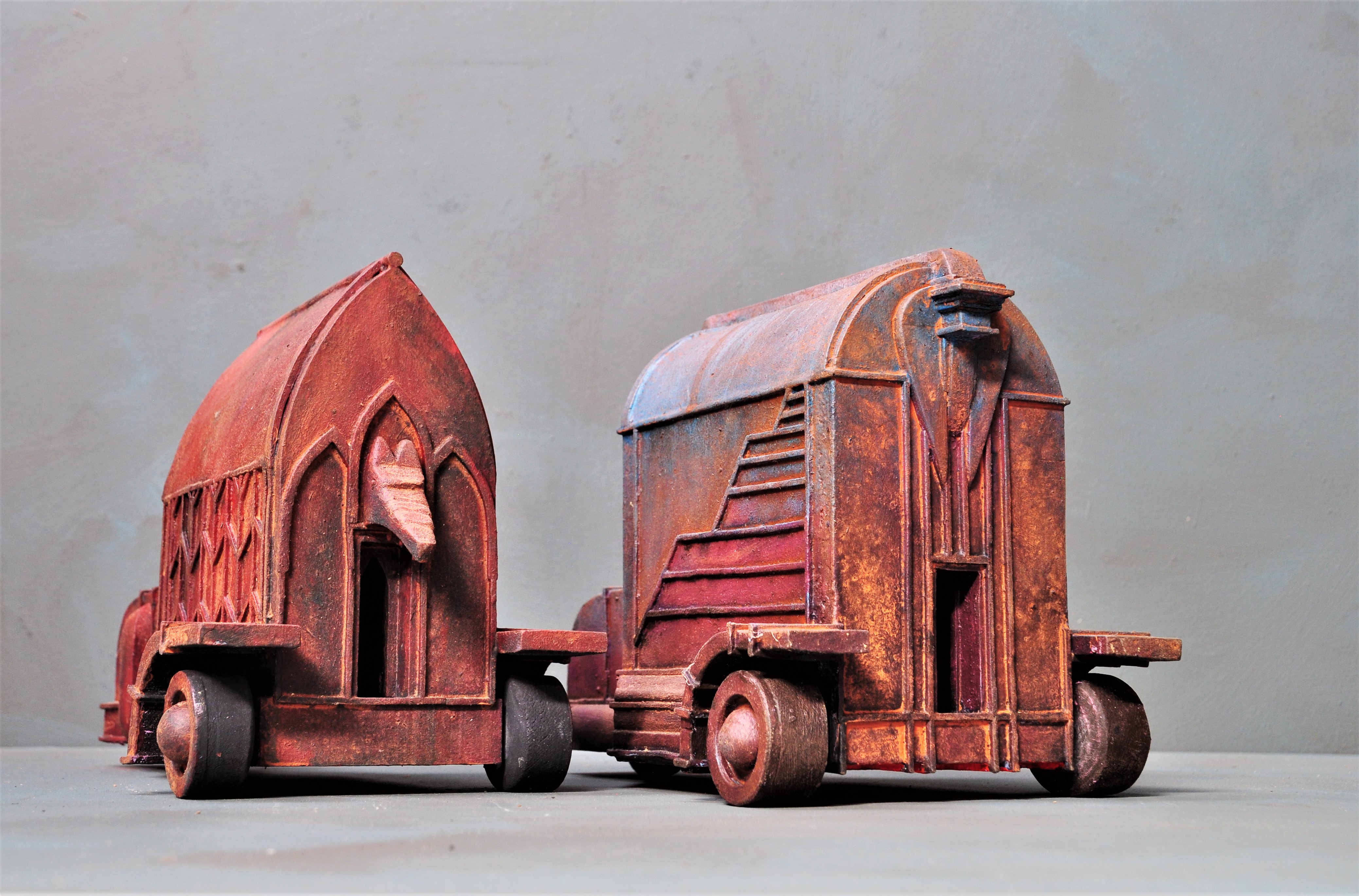 Stuart Elliott, Church & State, 2022, acrylic on wood, 20 x 45 x 28cm