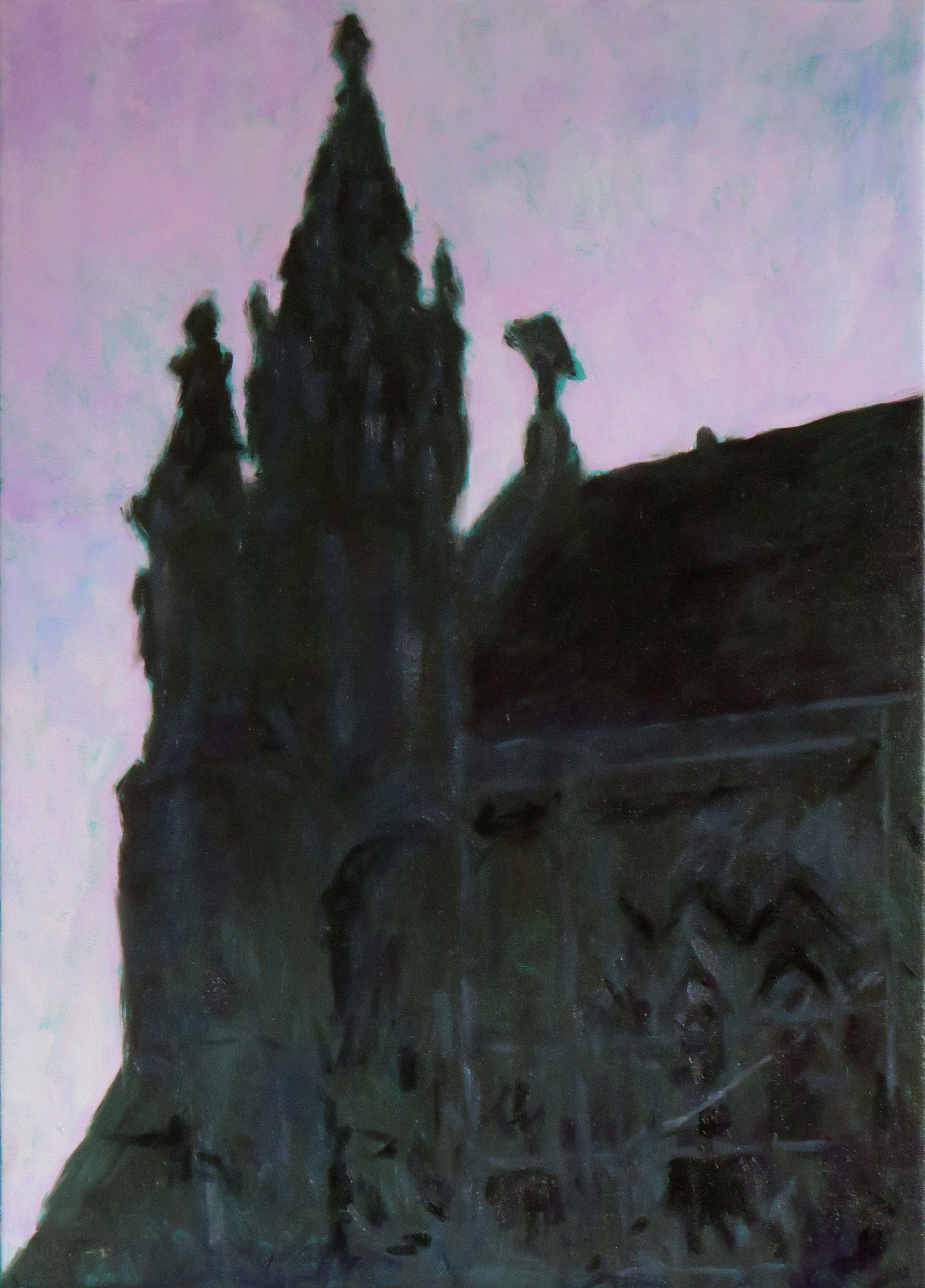 Kevin Robertson,  St Patrick's Basilica, Violet, 2023, oil on canvas, 71.3 x 51.2cm