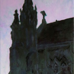 Kevin Robertson,  St Patrick's Basilica, Violet, 2023, oil on canvas, 71.3 x 51.2cm