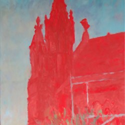 Kevin Robertson, St Patrick's Basilica, Red, 2023, oil on canvas, 70.8 x 51.4cm.JPG