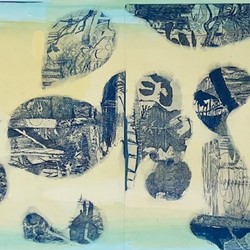 Antony Muia, Untitled, 2022, unique state etching on hand coloured paper, 60 x 160cm