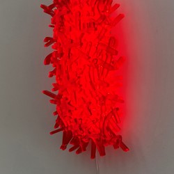 Pamela Gaunt, Illuminated Rabble I, 2023, LED, laser-cut Perpsex off-cuts, vinyl tape, 42 x 26 x 11cm