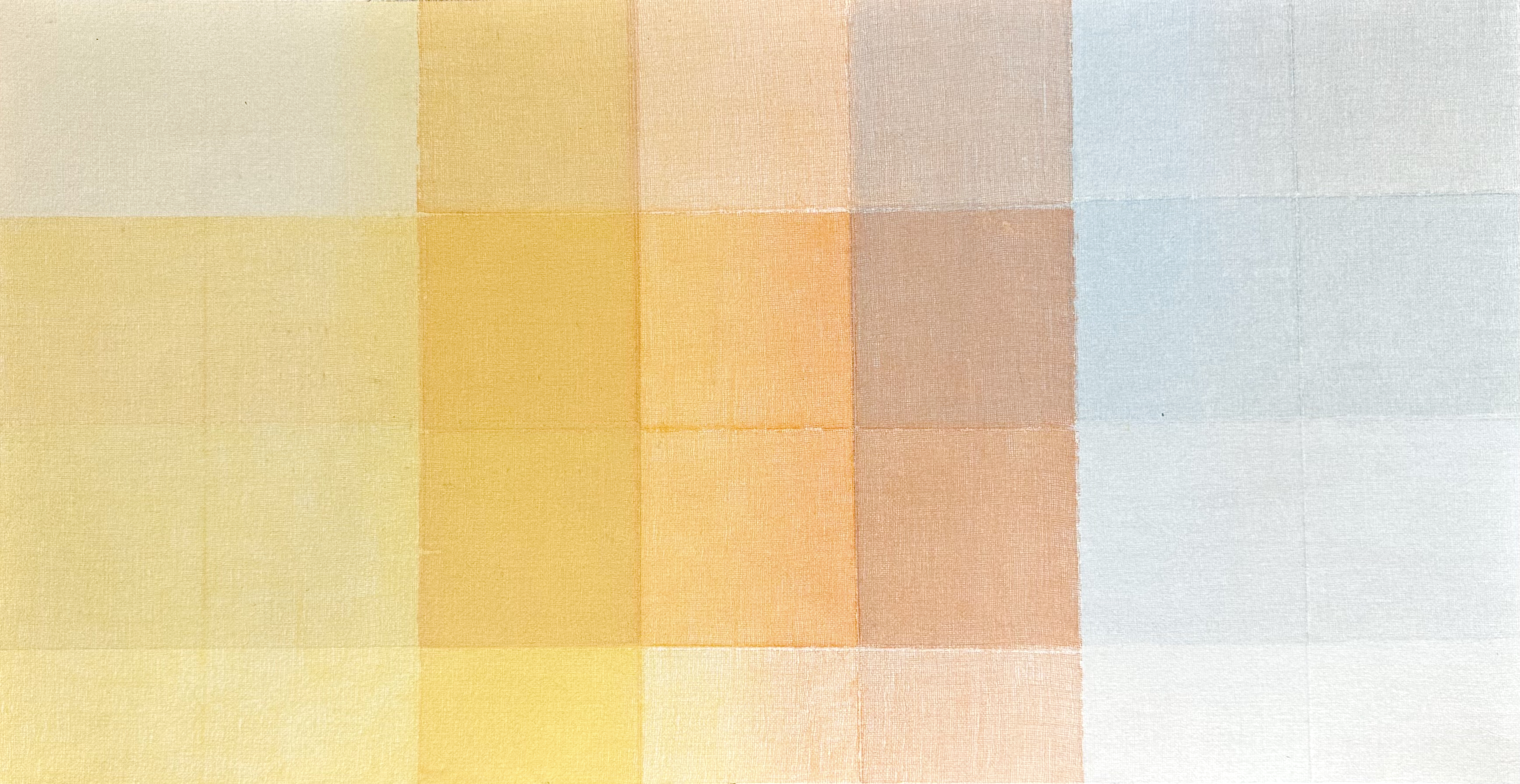 Eveline Kotai, Muslin Overlay 3, 2009, acrylic and Lascaux on Arches paper, unique state silkscreen, 33.5 x 63cm