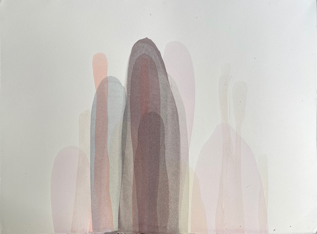 Penny Coss, Dawn Pink, acrylic on paper, 50 x 75cm