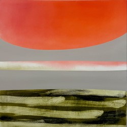 Jo Darbyshire, Mirage, Orange Sky, 2024, oil on canvas, 80 x 80cm