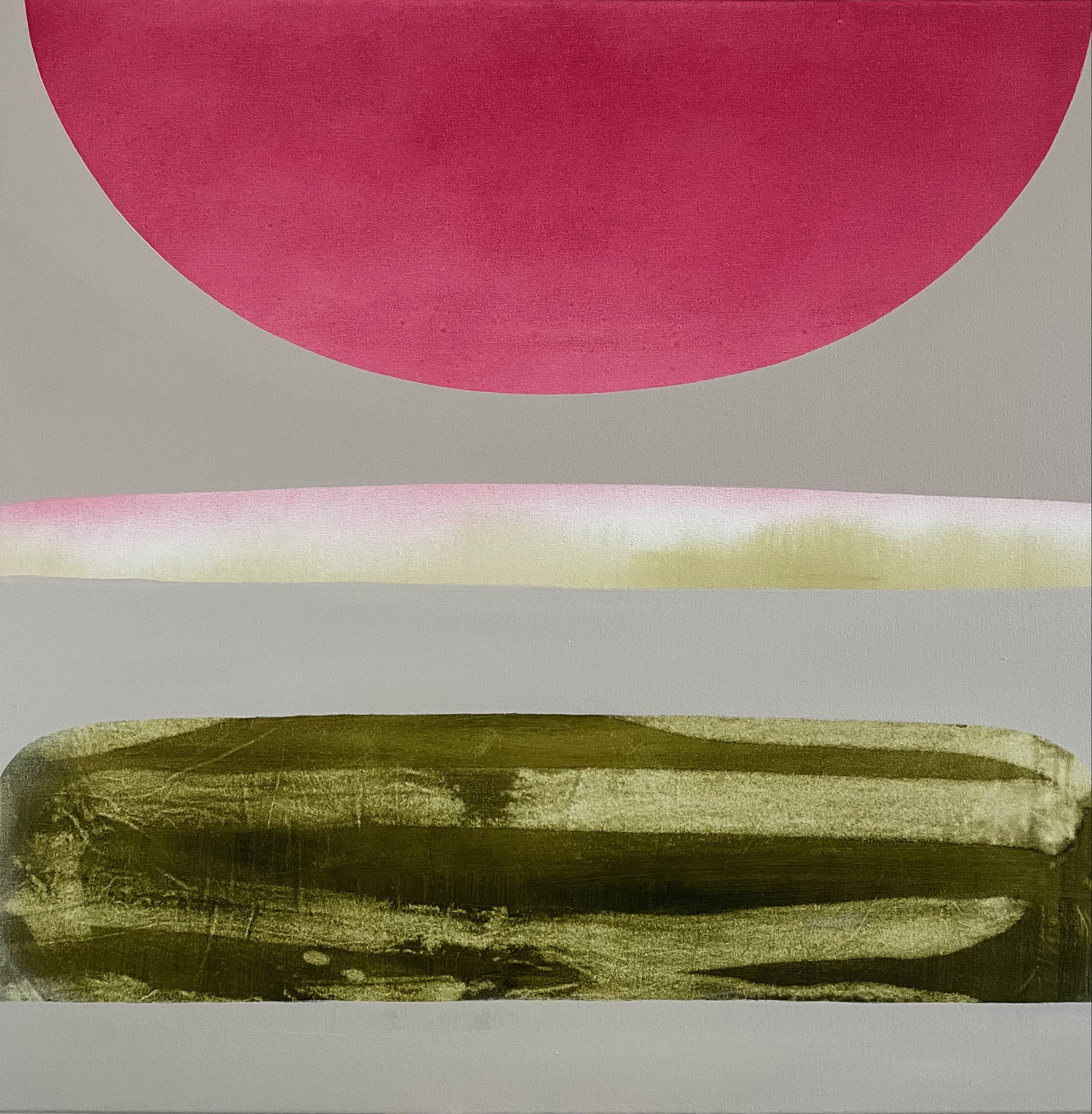 Jo Darbyshire, Mirage, Pink Sky, 2024, oil on canvas, 80 x 80cm