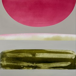 Jo Darbyshire, Mirage, Pink Sky, 2024, oil on canvas, 80 x 80cm