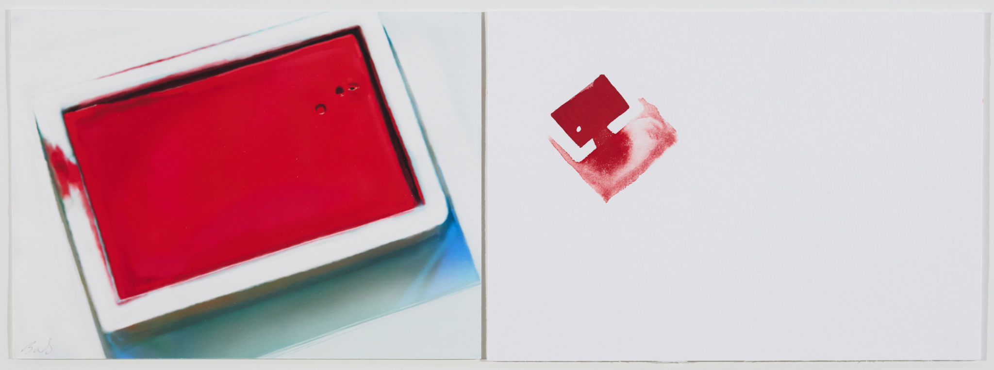 Barbara Bolt, Cadmium Red No. 1, 2018, iPad painting with Brushes Redux and Kremer Watercolour, 17 x 24cm each