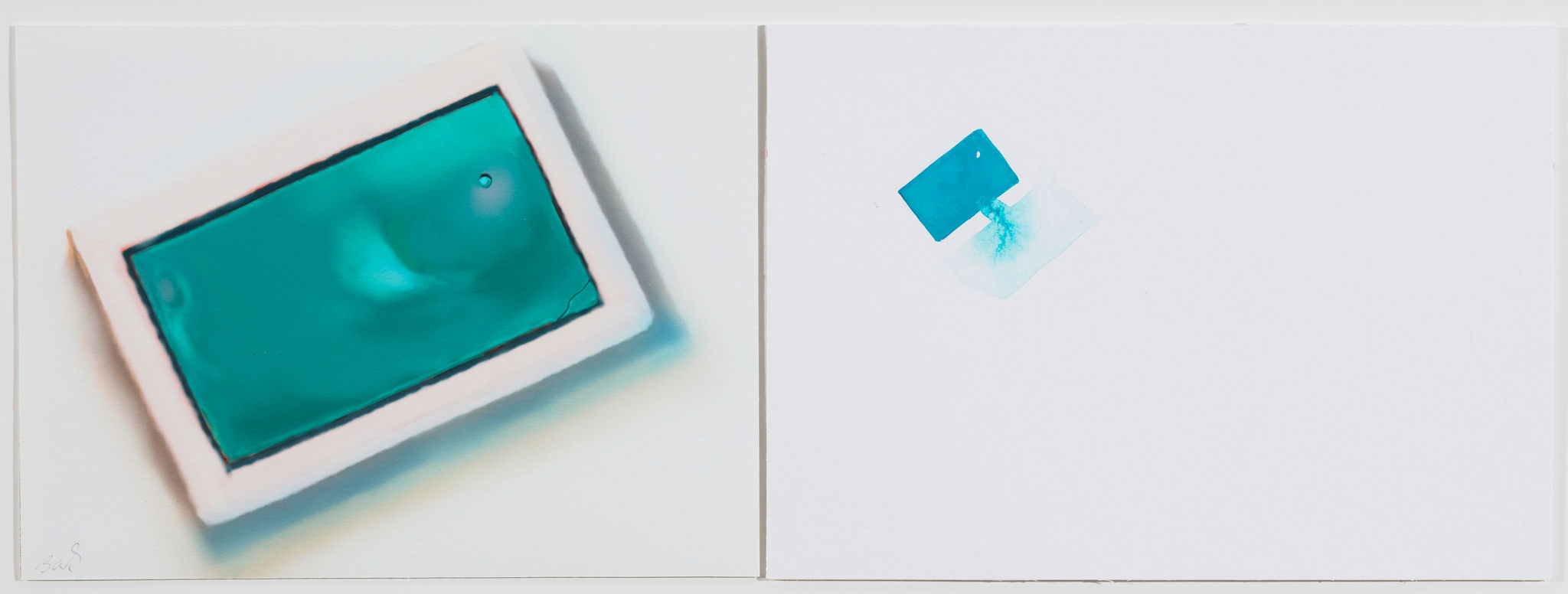 Barbara Bolt, Turquoise Light, 2018, iPad painting with Brushes Redux and Kremer Watercolour, 17 x 24cm each