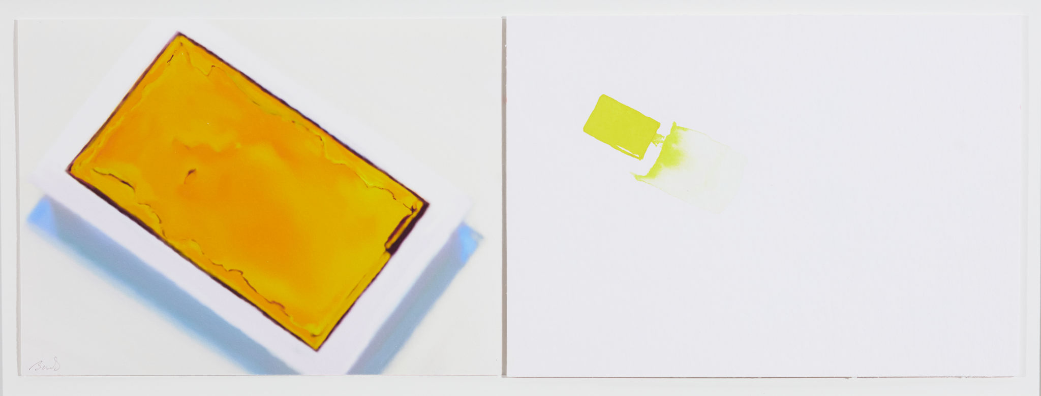 Barbara Bolt, Bismut Vanadate Yellow, 2018, iPad painting with Brushes Redux and Kremer Watercolour, 17 x 24cm each