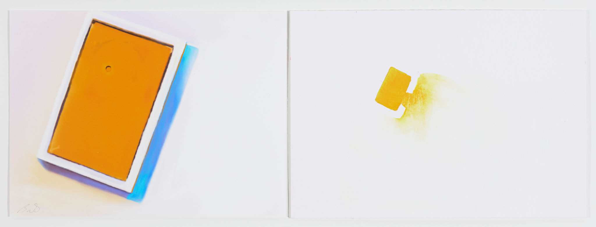 Barbara Bolt, Bismuth Vanadate Yellow Dark, 2018, iPad painting with Brushes Redux and Kremer Watercolour, 17 x 24cm each