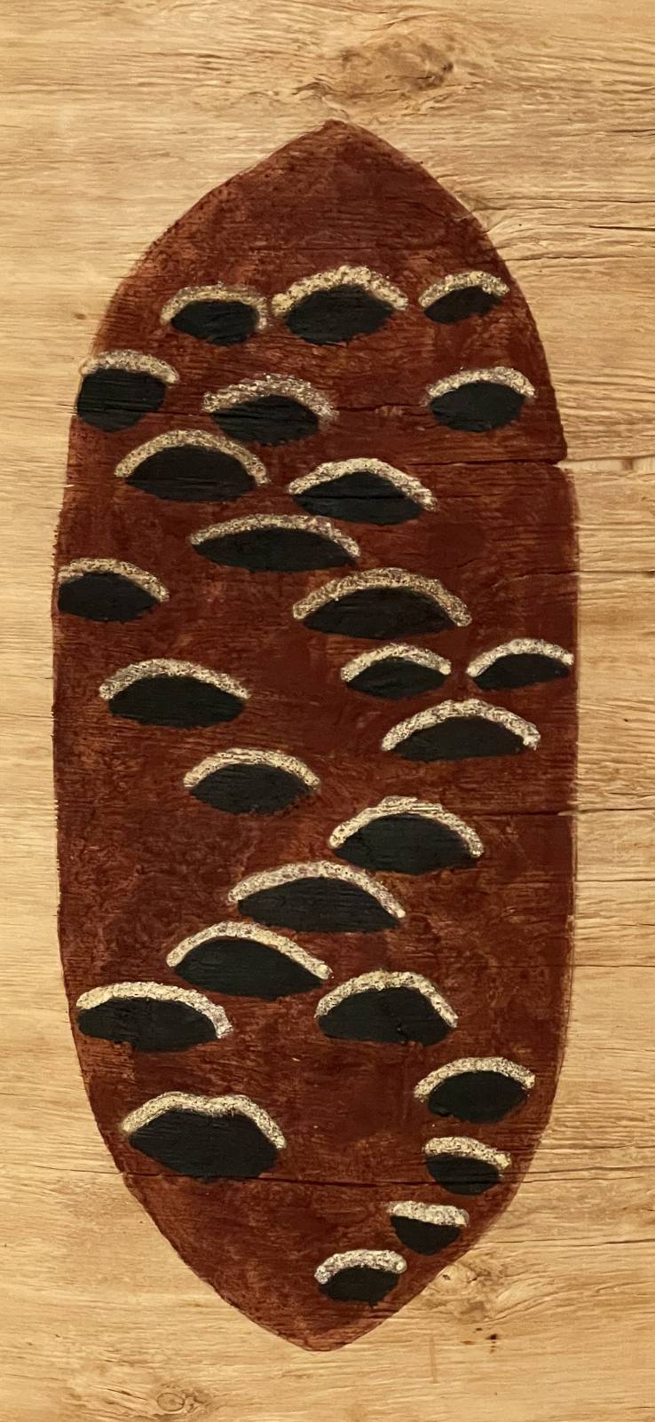 Virginia Ward, (IWABWY. OTSONT), All The Litter Things, Banksia Single, 2022, earth pigment and resin on wood, 49.5 x 24 x 5cm