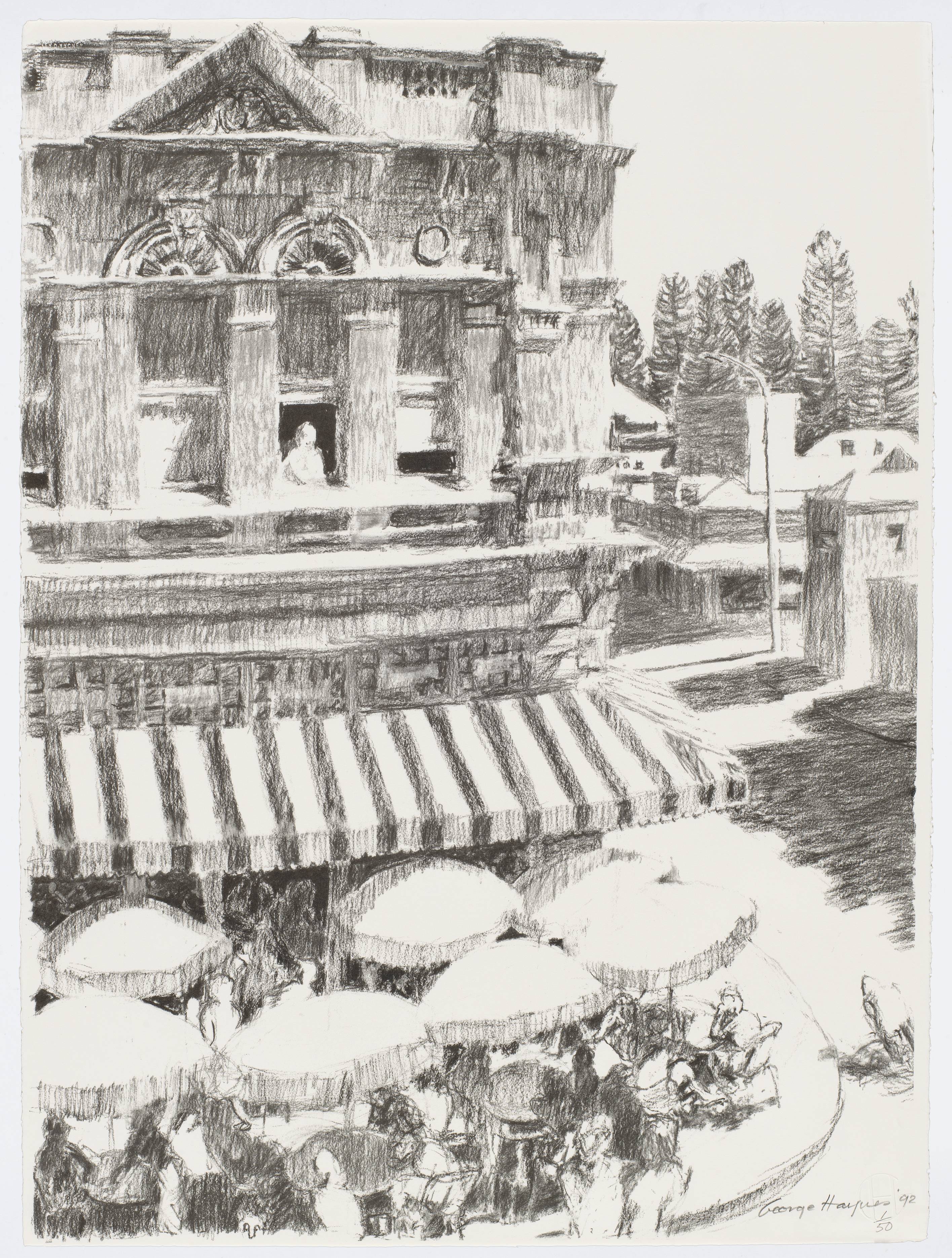 George Haynes, Across at Papa's,1995, lithograph on paper, 76 x 57cm, ed. 50