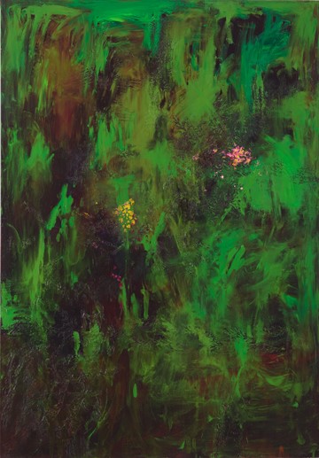 Angela Stewart, Vaghezza in Green, 2024, oil and acrylic on canvas, 130 x 90cm