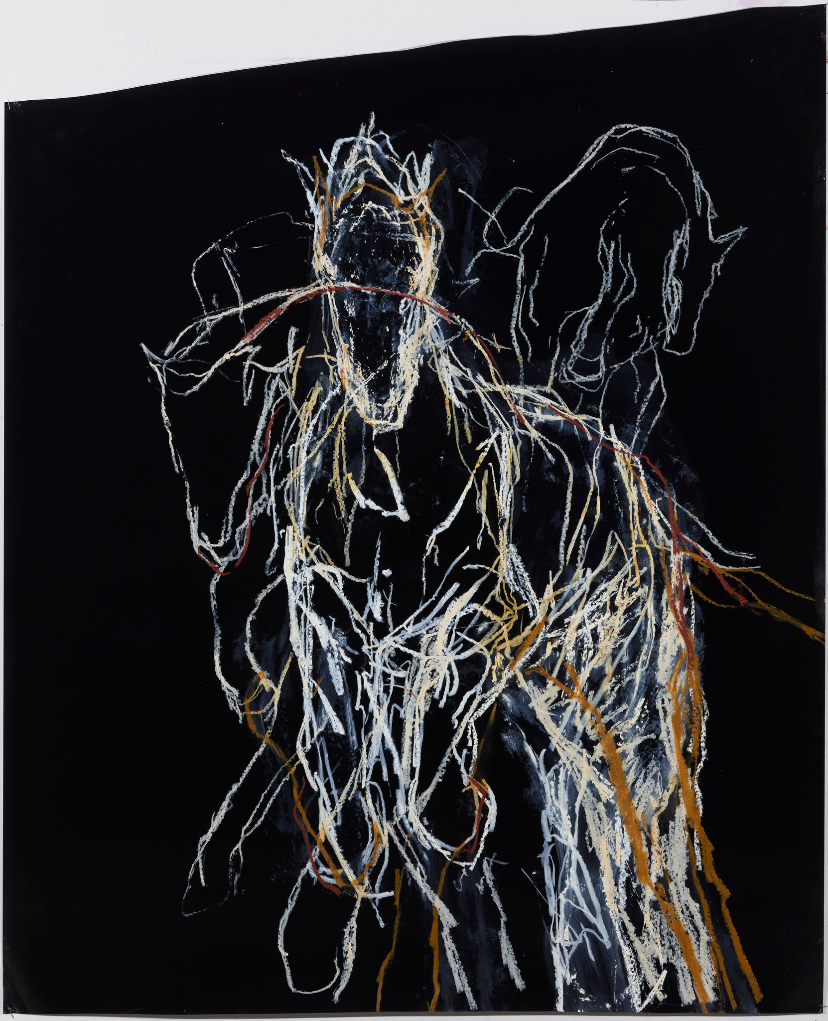 Angela Stewart, The Night Riders, 2024, oil stick on Cibachrome, 125 x 102cm