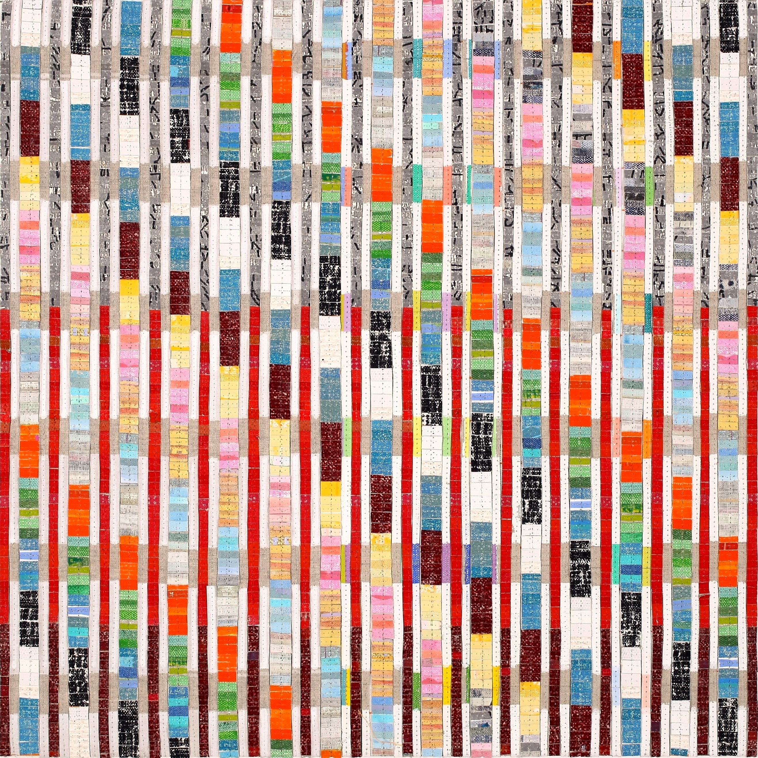 Eveline Kotai, Line Dance 3, 2023, acrylic and polyester thread on canvas, 46 x 46cm