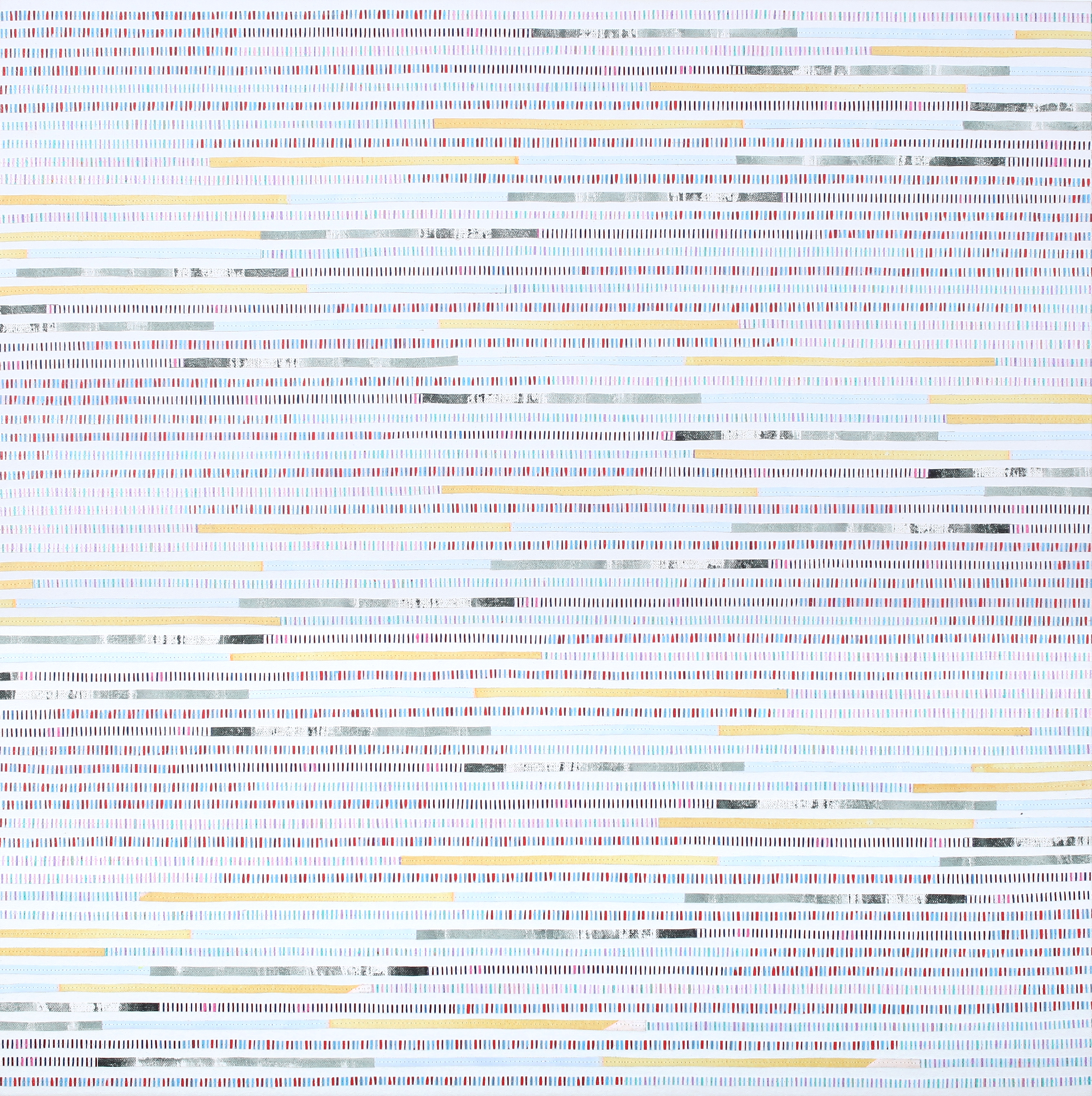 Eveline Kotai, Horizons Unfurled 1, 2023, acrylic and polyester thread on canvas, 76 x 76cm