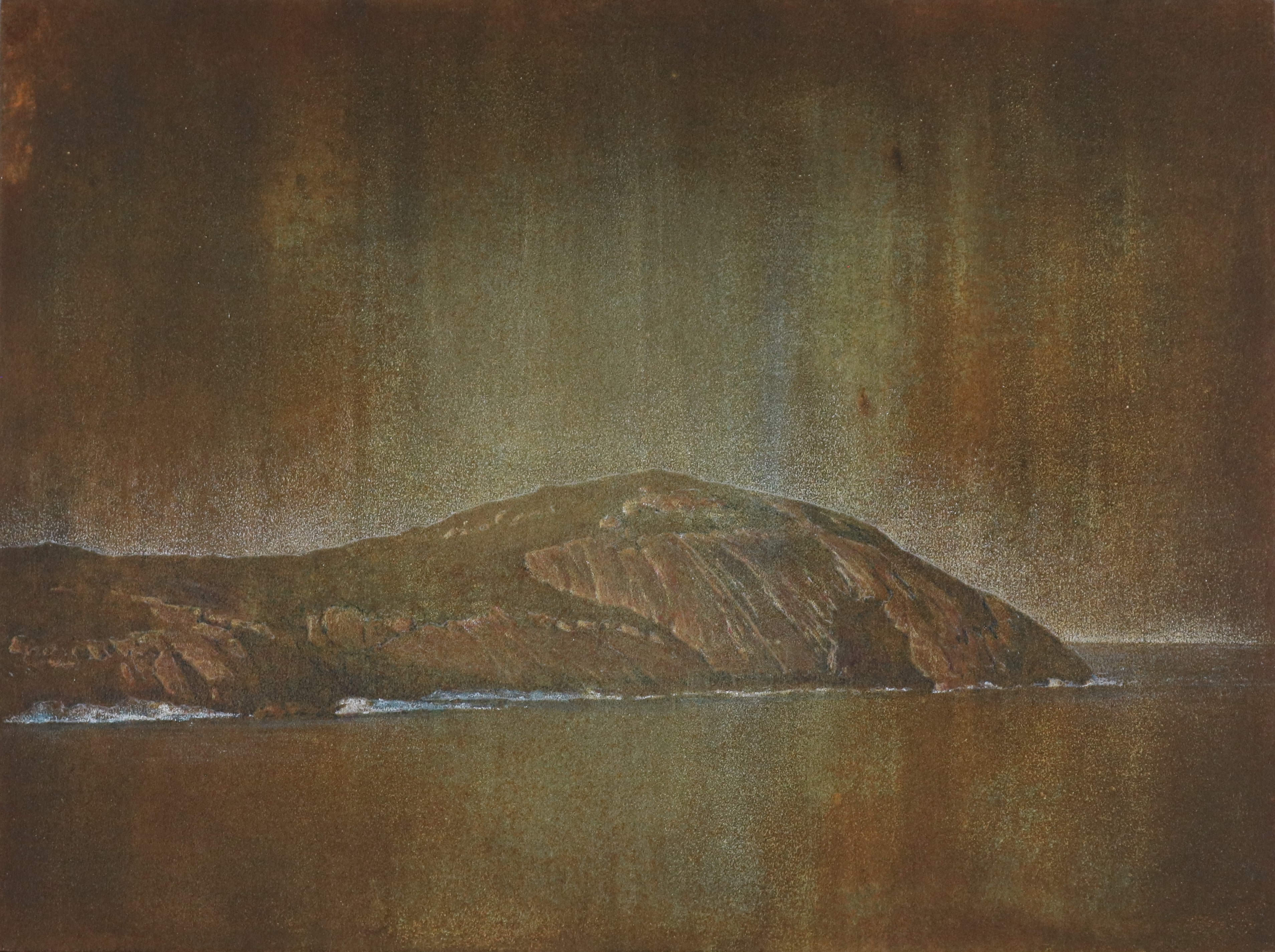 Tony Windberg, Drift II (Bald Head), 2024, pencil and iron oxides on board, 23 x 30.5cm