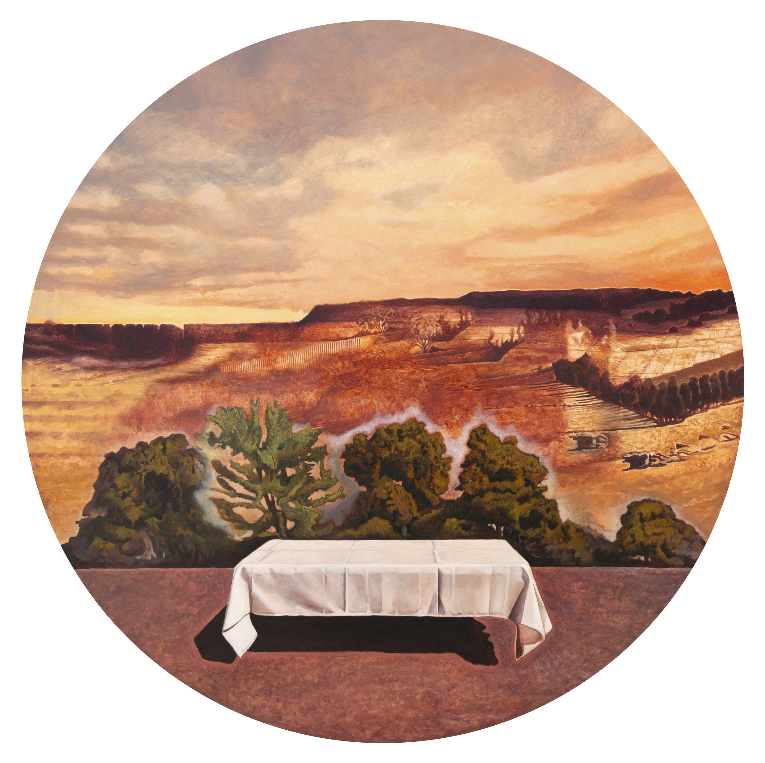 Robert Gear, In my Beginning is my End, 2024, oil on board, 64 x 64cm