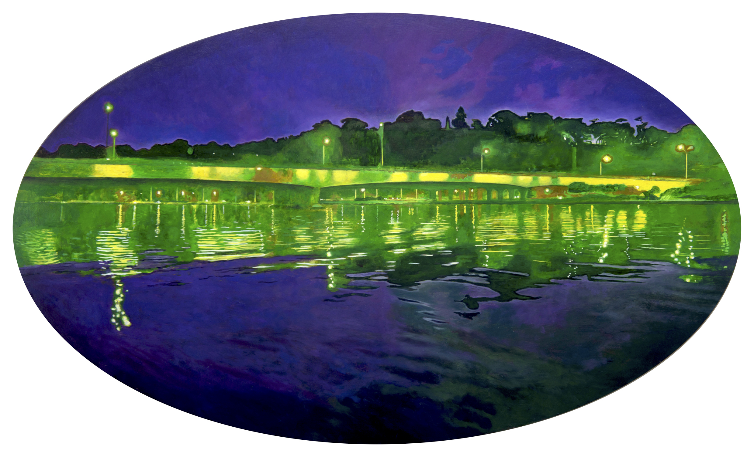 Robert Gear, The Source and the Destination, 2024, oil on board, 48 x 80cm