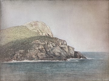 Tony Windberg, Drift VI (Peak Head), 2024, pencil, pastel and iron oxides on board, 23 x 30.5cm