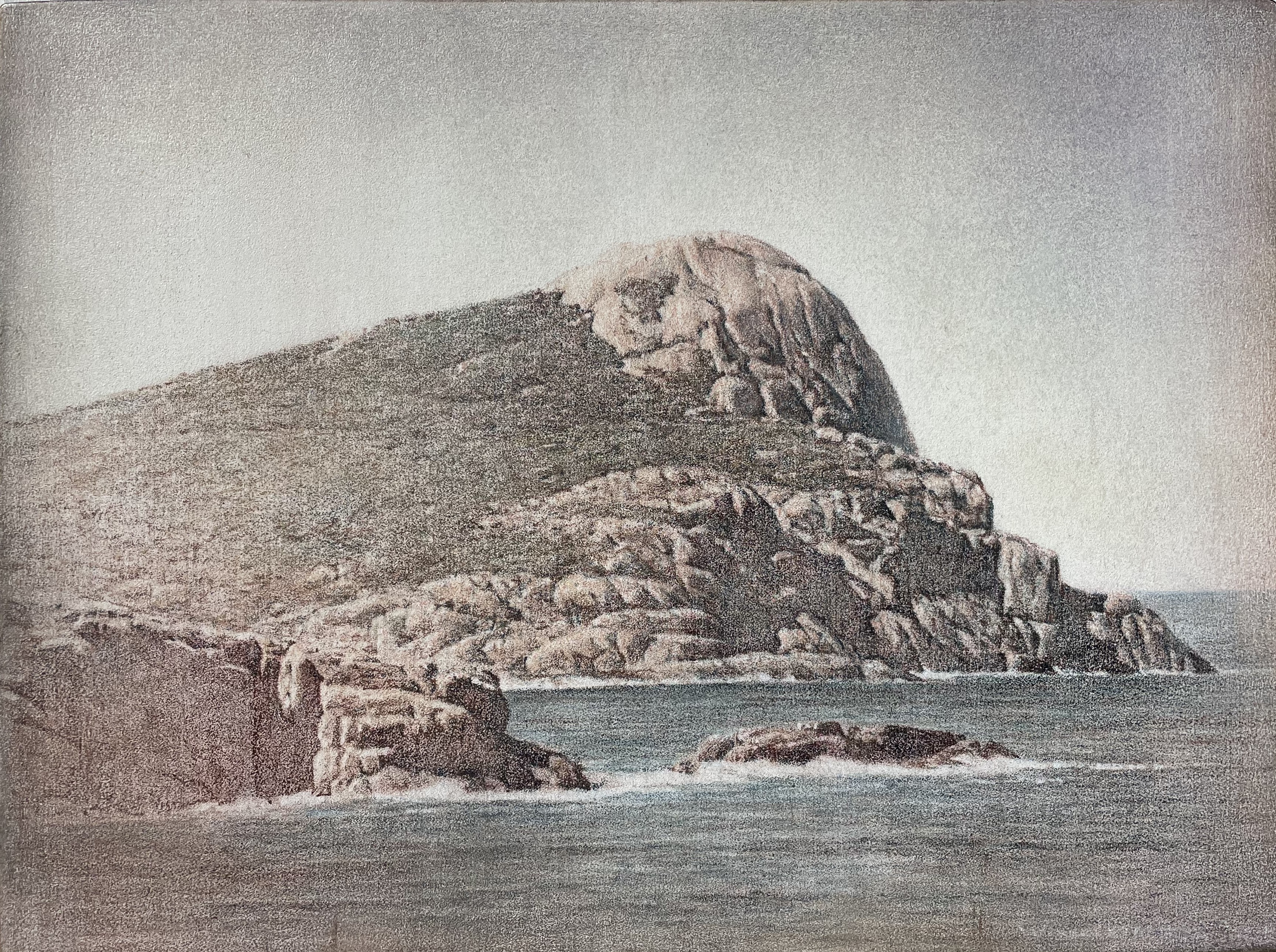 Tony Windberg, Drift IV (Peak Head), 2024, pencil, pastel and iron oxides on board, 23 x 30.5cm