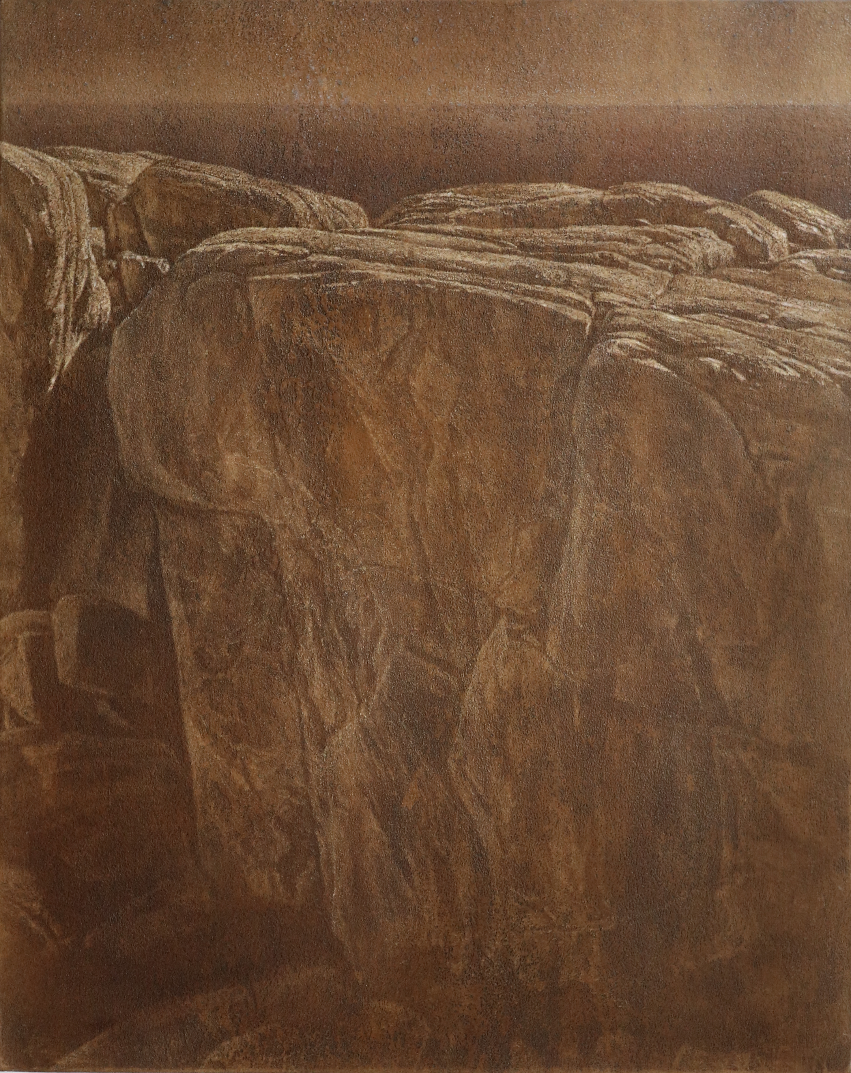 Tony Windberg, Bridge (detail), 2024, engraved earth pigments on board, 51 x 40.5cm, (Panel 4)