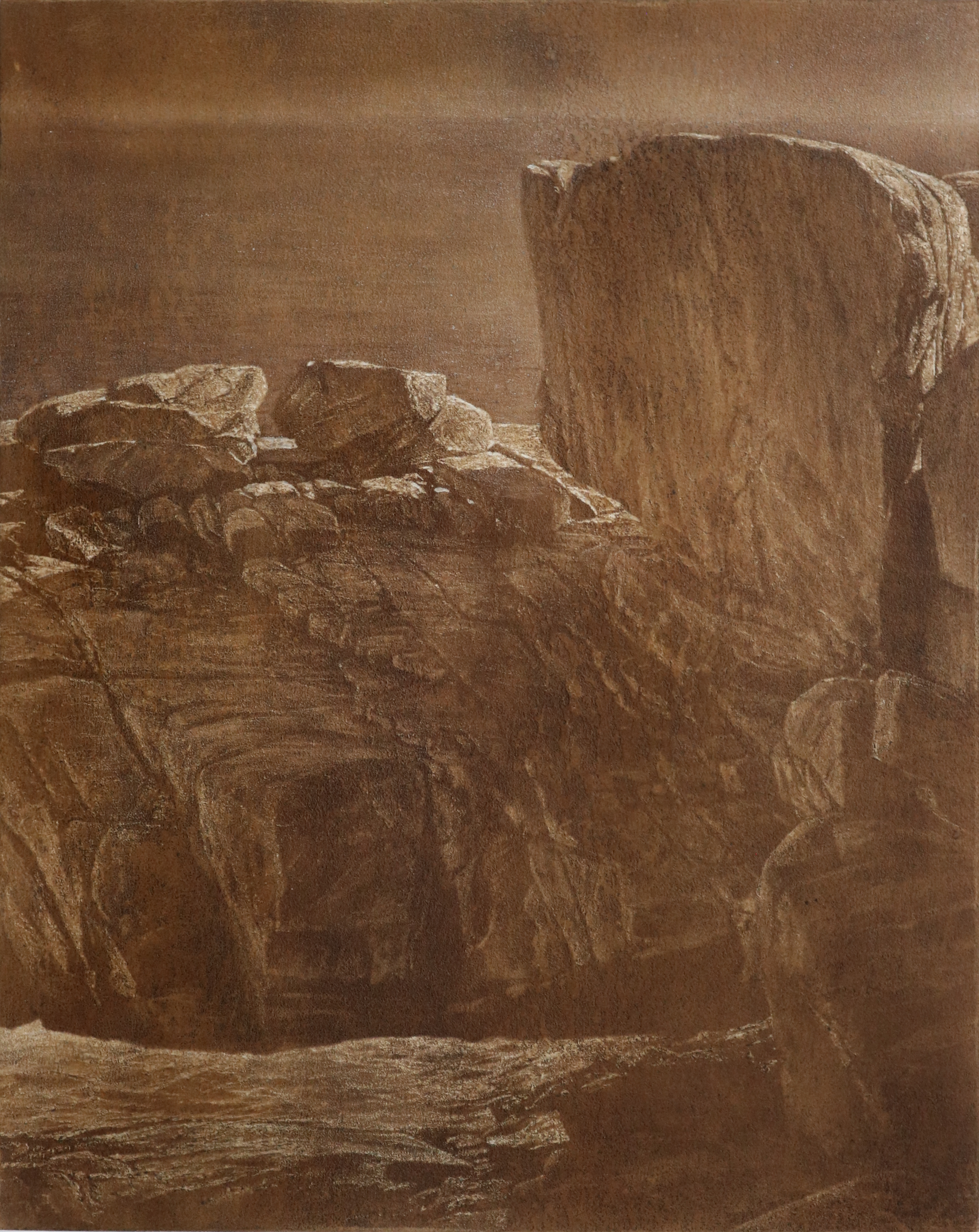 Tony Windberg, Bridge (detail), 2024, engraved earth pigments, 51 x 40.5cm (Panel 3)