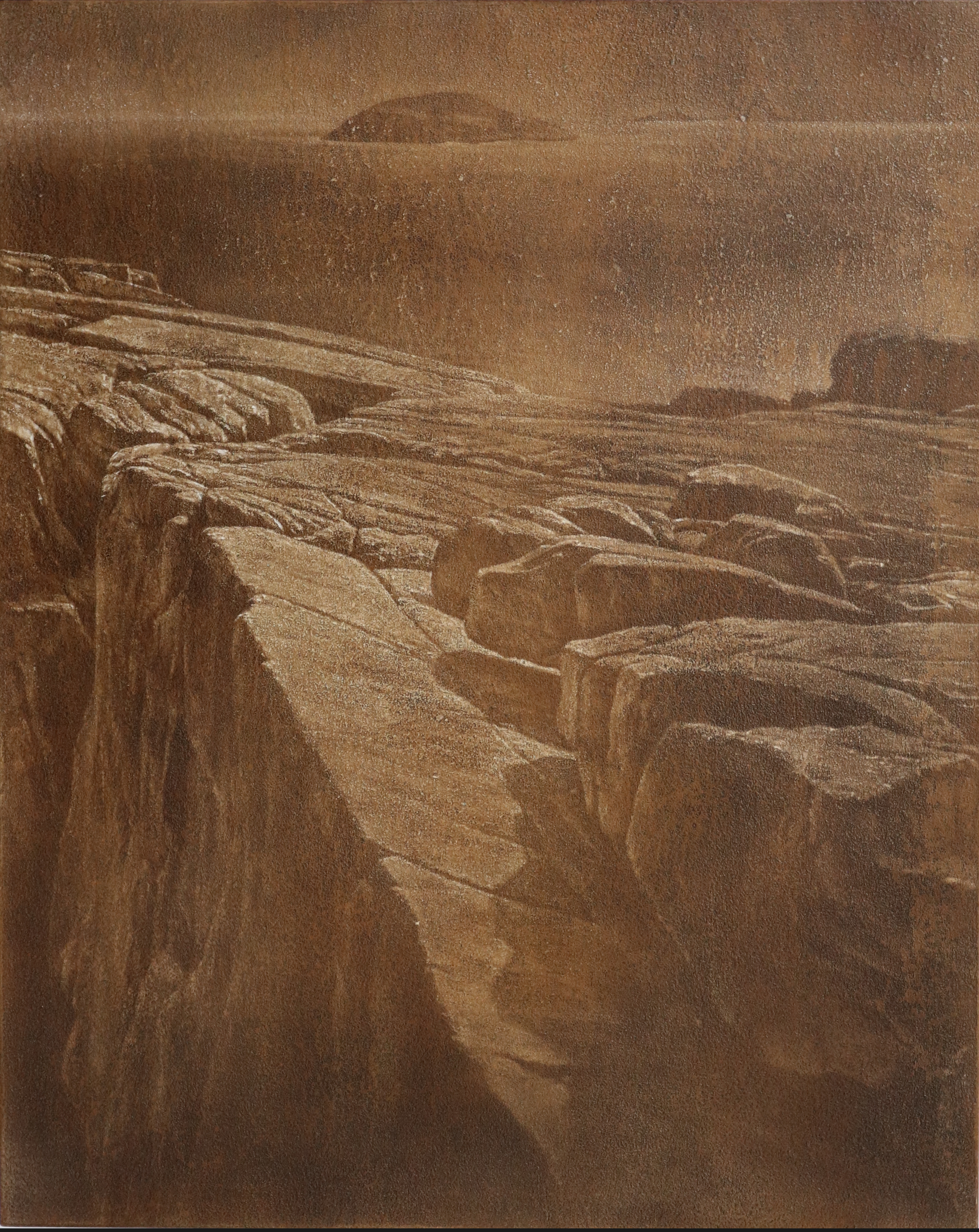Tony Windberg, Bridge (detail), 2024, engraved earth pigments, 51 x 40.5cm (Panel 5)