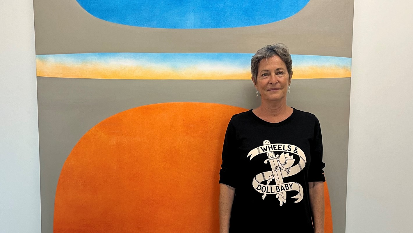 Jo Darbyshire at the opening of her exhibition Mirage