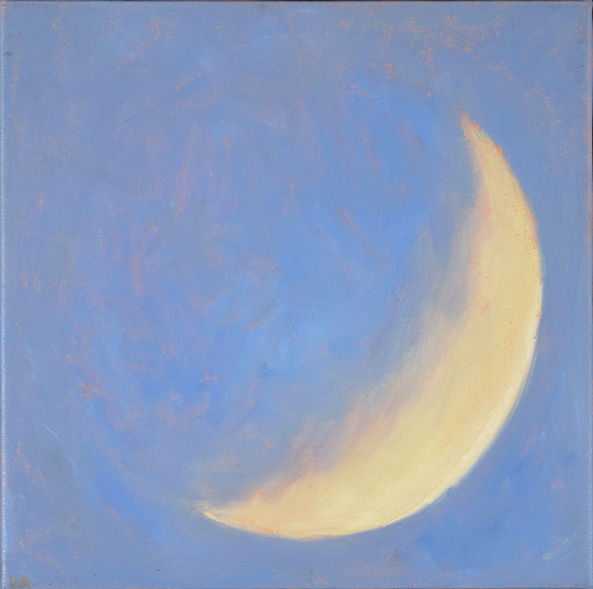 Kevin Robertson, Morning Sky Moon, 2023, oil on canvas, 30.5 x 30.5cm