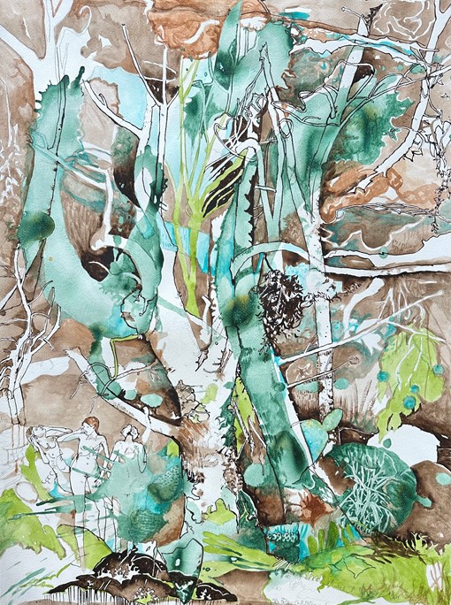 Antony Muia, Wayward Sisters, 2024, watercolour on paper, 76 x 56cm