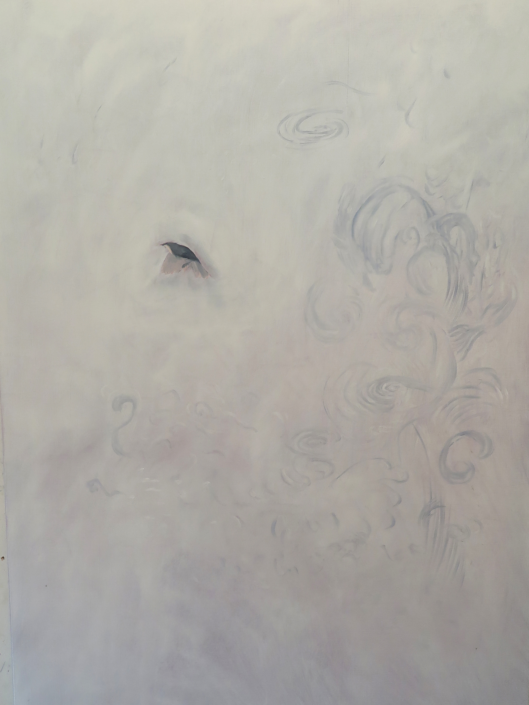 Paul Uhlmann, Calligraphic Skies (Swirls), 2024, oil on canvas, 91 x 61cm