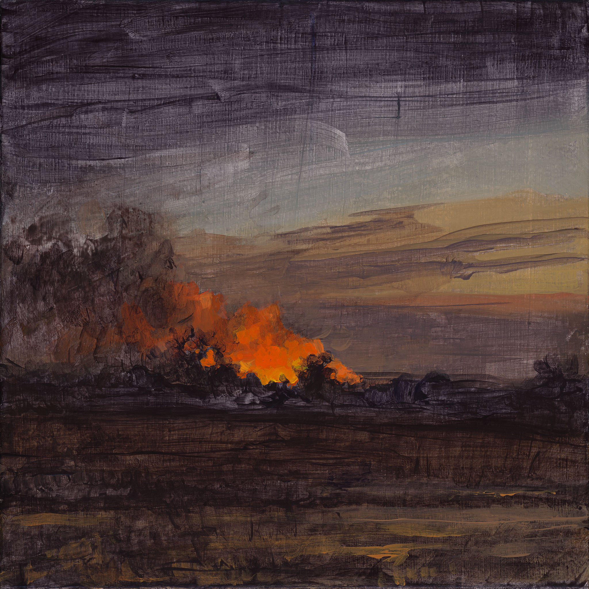 Clare McFarlane, On a Dark Horizon I, 2024, acrylic on board, 20 x 20cm