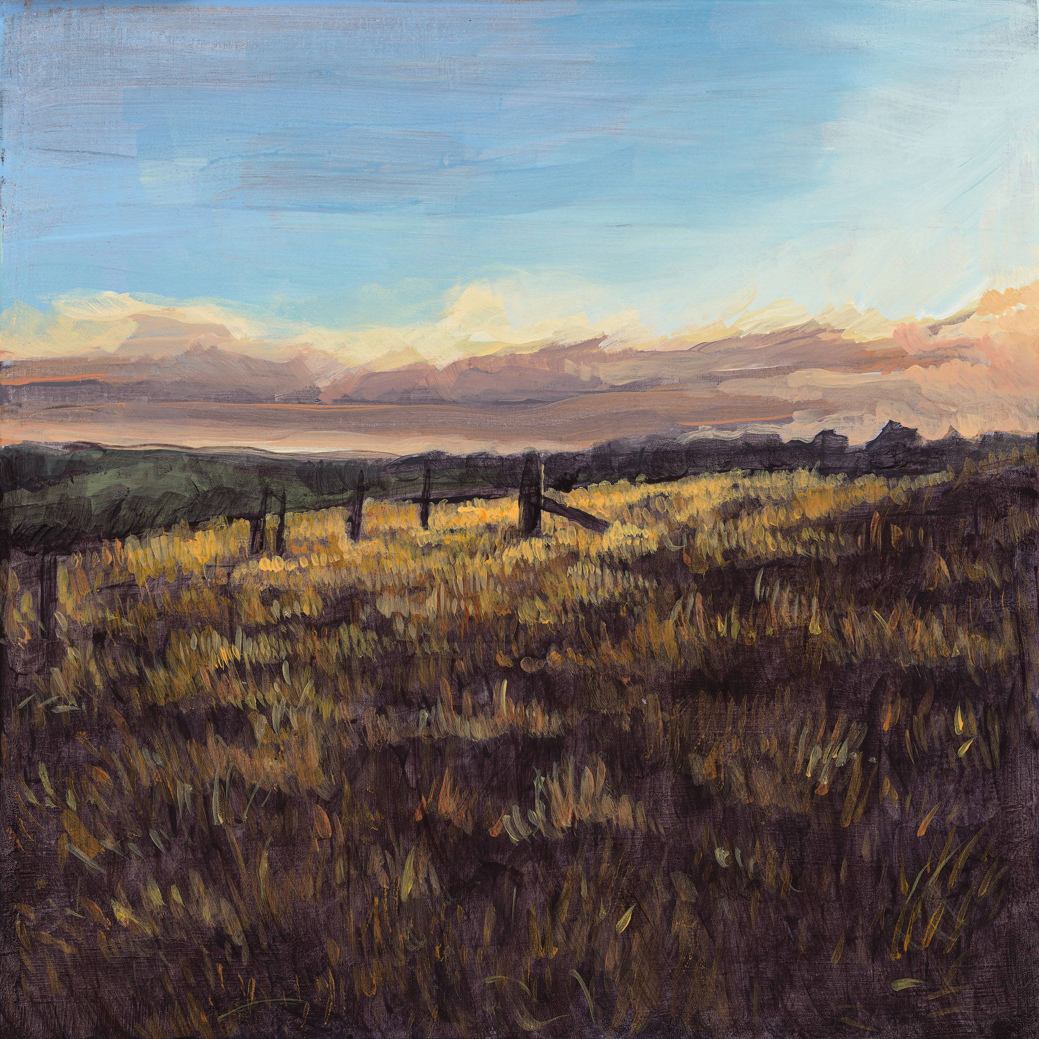 Clare McFarlane, Smoke and Gold Light, 2024, acrylic on board, 20 x 20cm