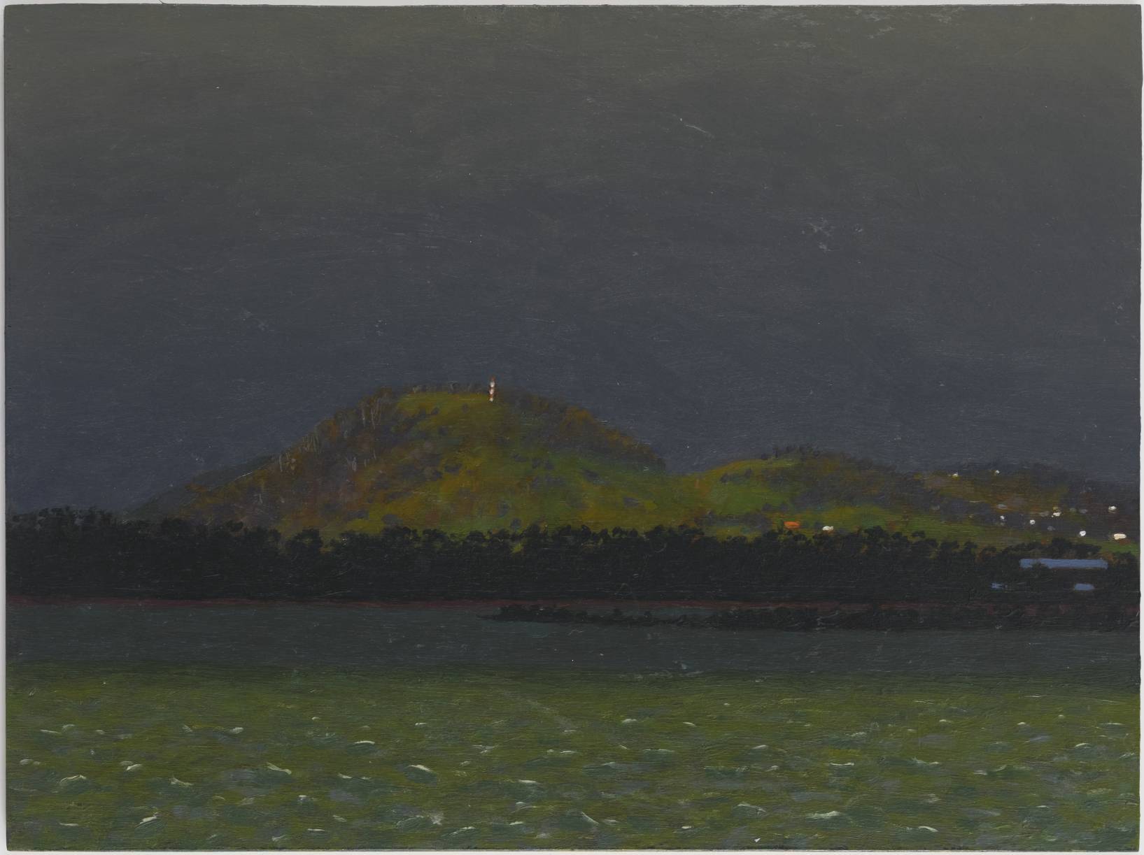 Nigel Hewitt, Signal Hill, Winter, Storm Approaching, 2023, oil on board, 30 x 40cm