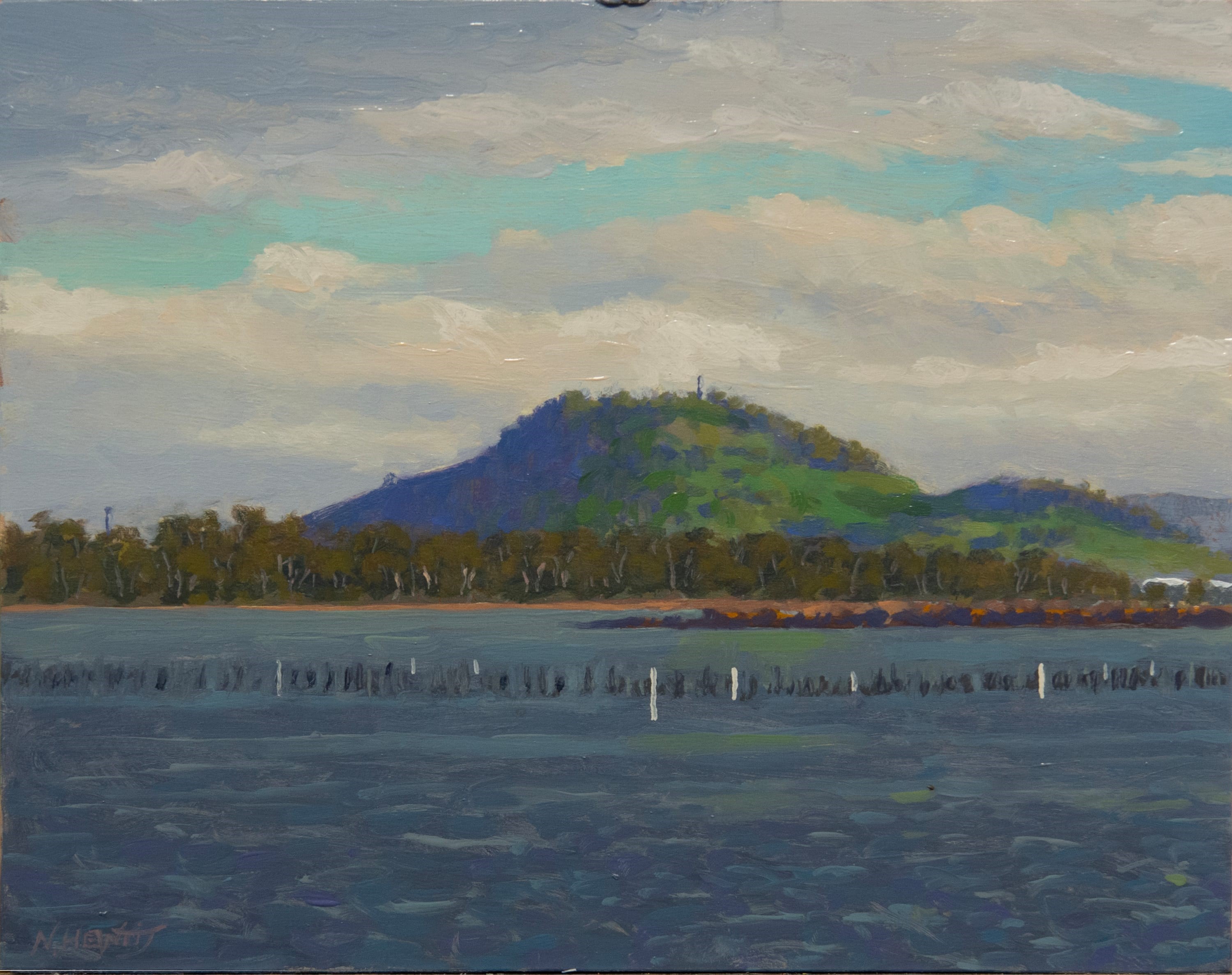 Nigel Hewitt, Signal Hill, Winter, Study, 2024, oil on board, 24 x 30cm