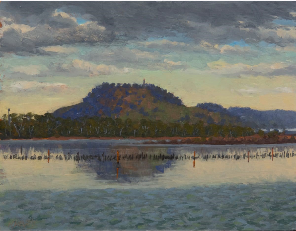 Nigel Hewitt, Signal Hill, Wind's Arrival, Study, 2024, oil on board, 24 x 30cm