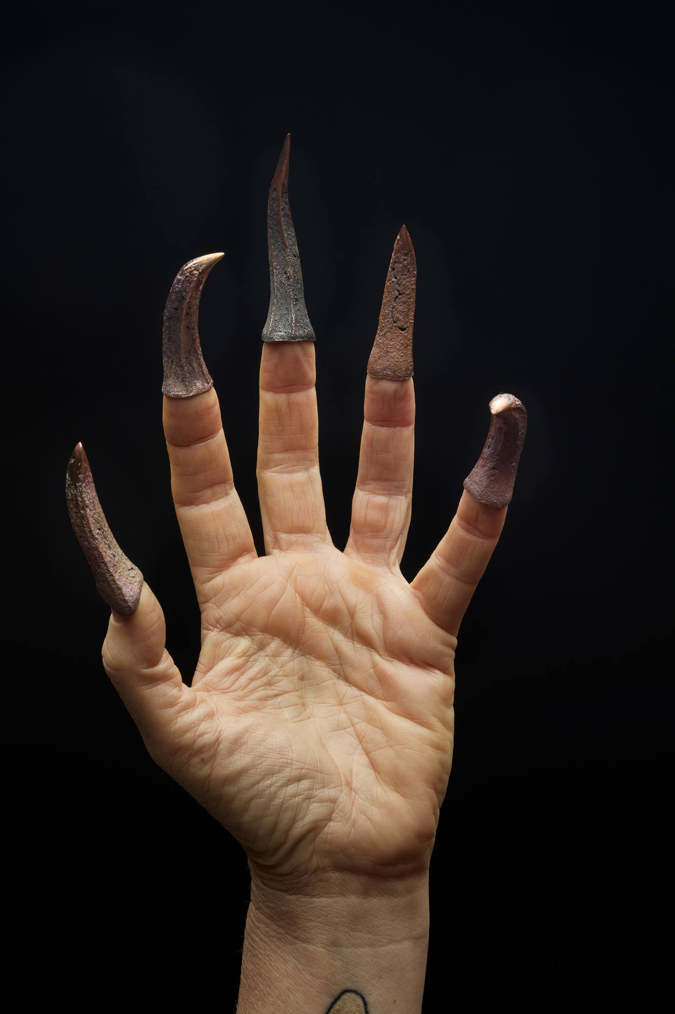 Sarah Elson, 'Pull the earth around me' 6, Finger Caps. recycled silver and copper, 5 x 1.5 x 1.4cm (set of 5)