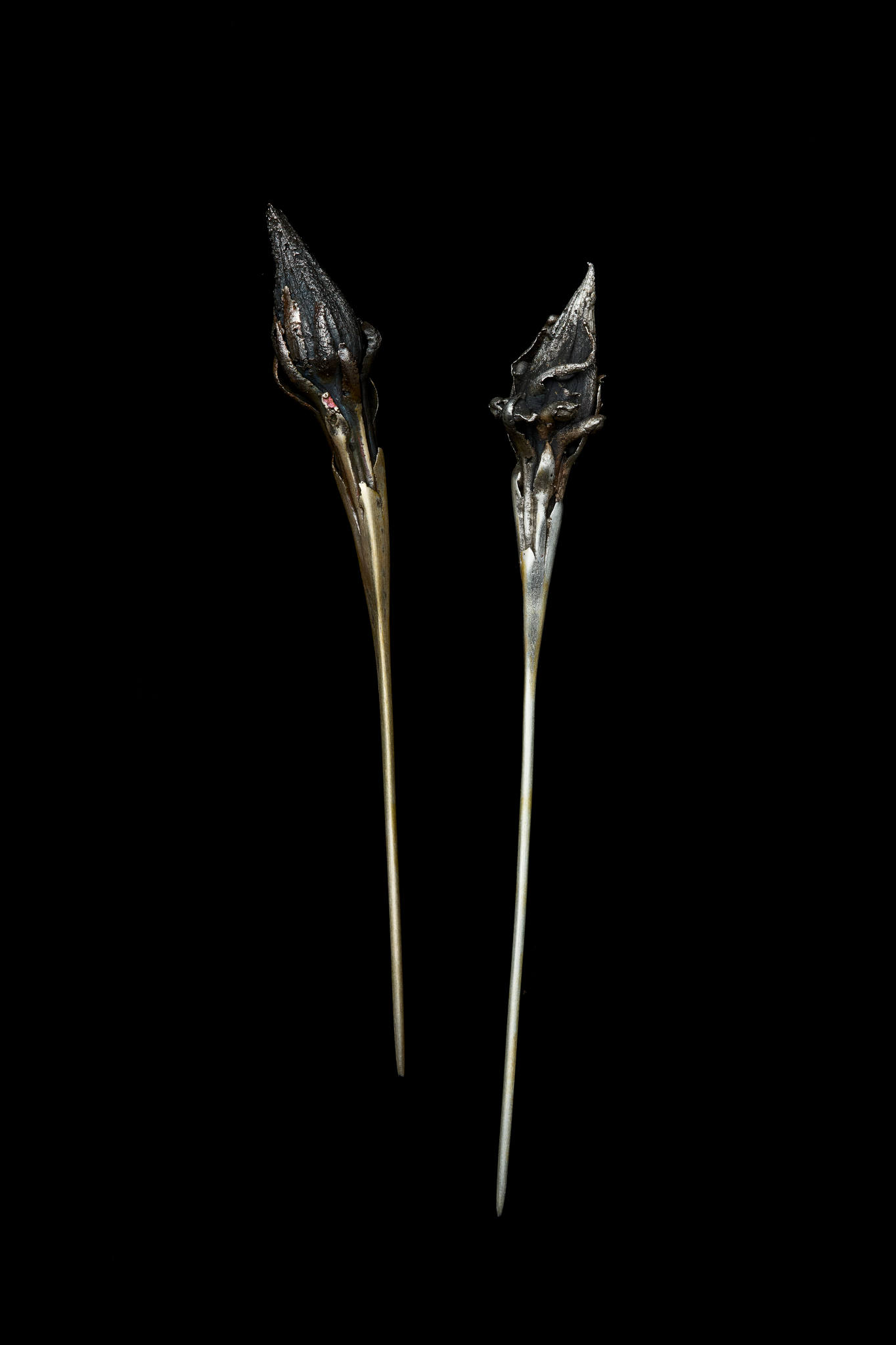 Sarah Elson, 'Pull the earth around me' 13, Queen of the Night Pins, 2024, recycled silver, 10 x 1.5 x 1.5cm (each)