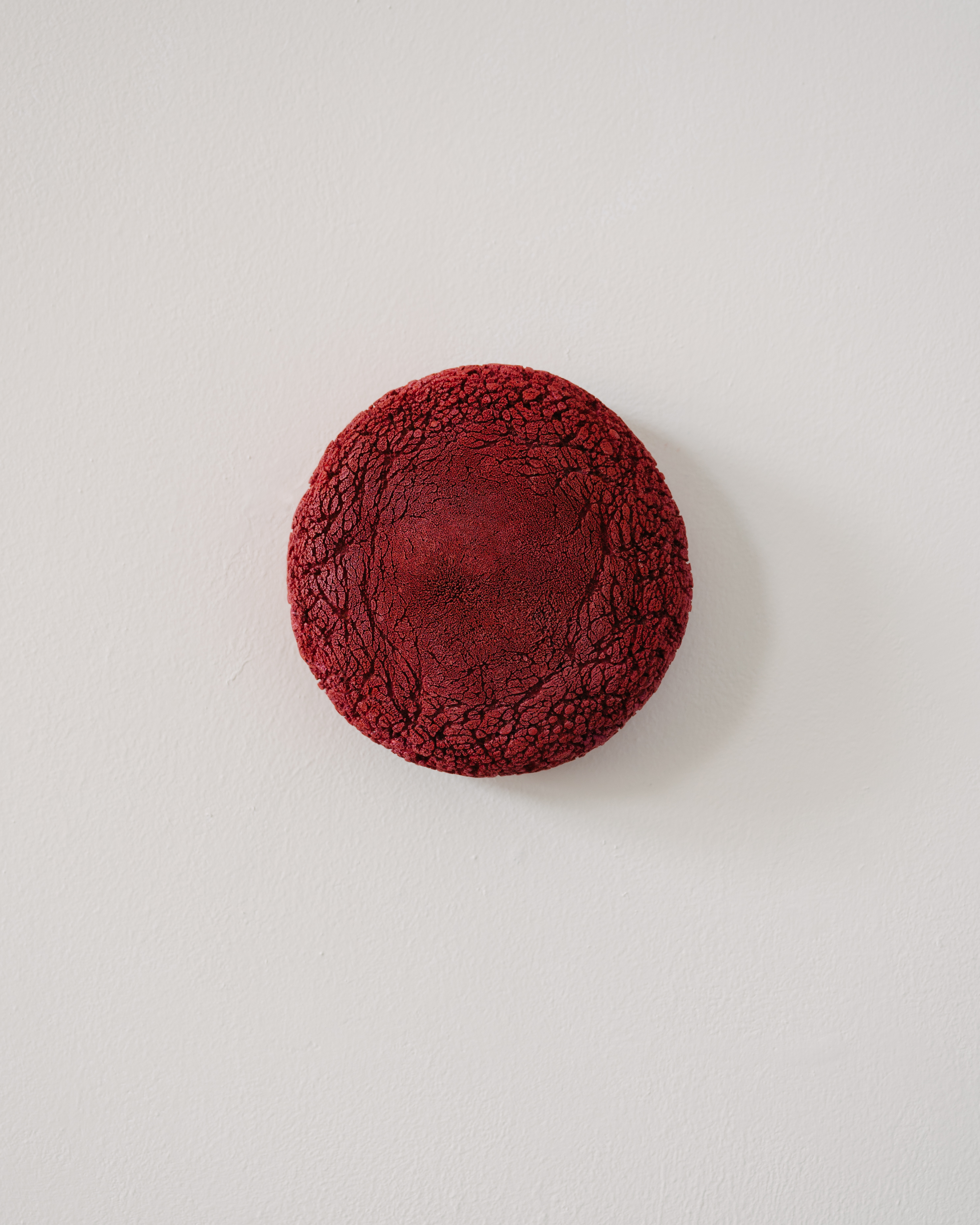 Andre Lipscombe, Red Spot painting, 2023-2024, acrylic paint, 14 x 14 x 4.5cm