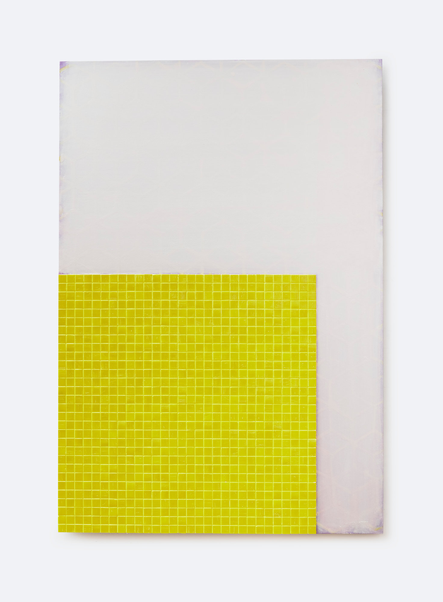 Jurek Wybraniec, Plan (Yellow corner), 2024, acrylic paint, glass mosaic and grout on aluminium honeycomb panel, 118.5 x 81 x 3.3cm
