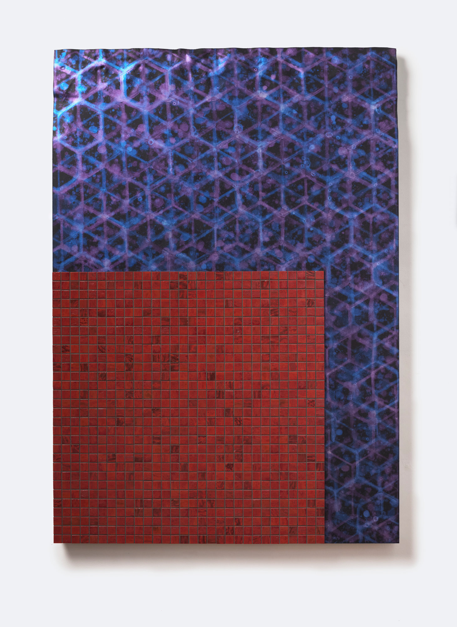 Jurek Wybraniec, Plan (Brown corner), 2024, acrylic paint, glass mosaic and grout on aluminium honeycomb panel, 118 x 82.2 x 3.3cm