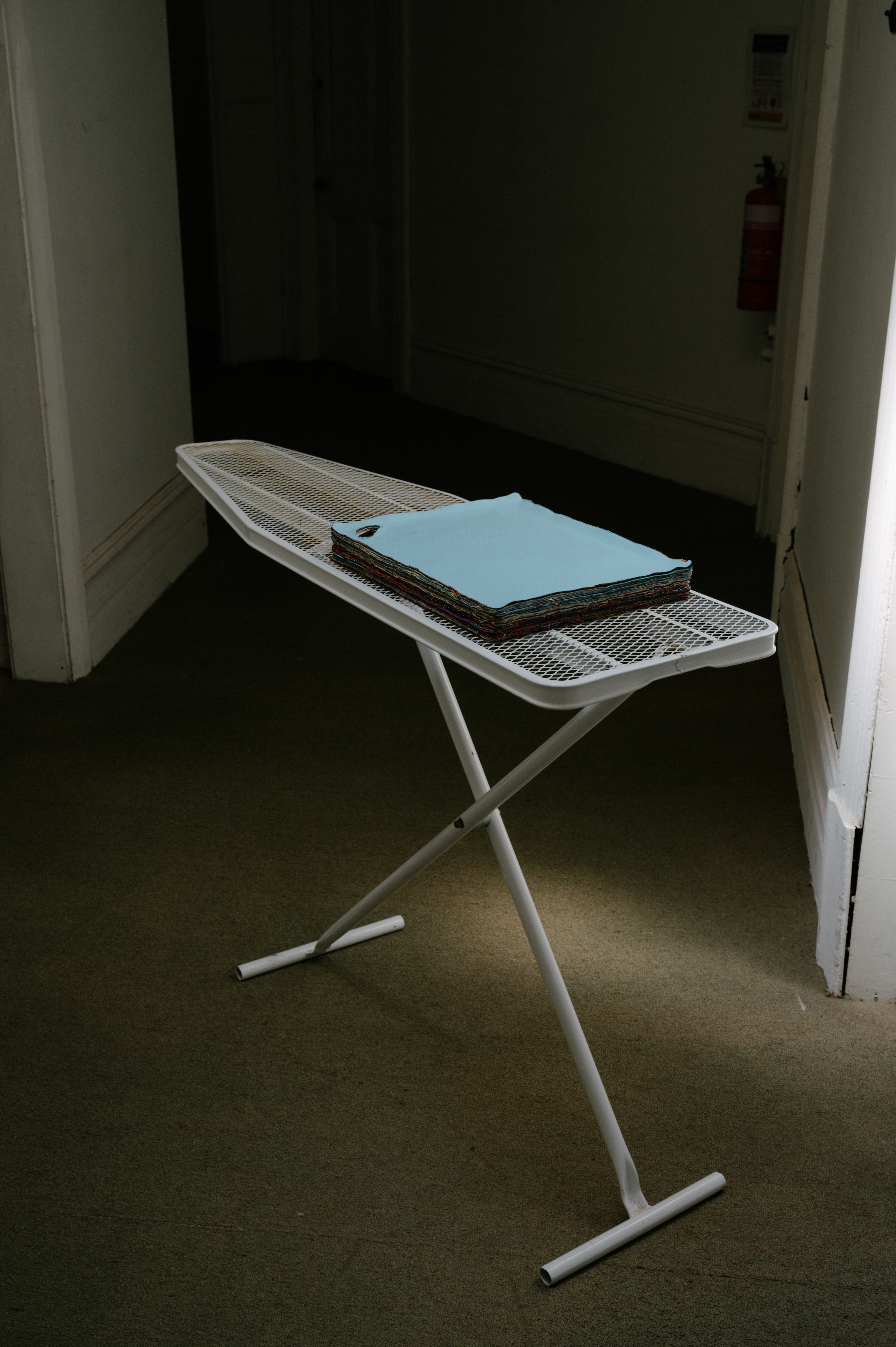 Andre Lipscombe, Cutting Board, 2024, acrylic paint and repurposed steel table, 87 x 122 x 50cm