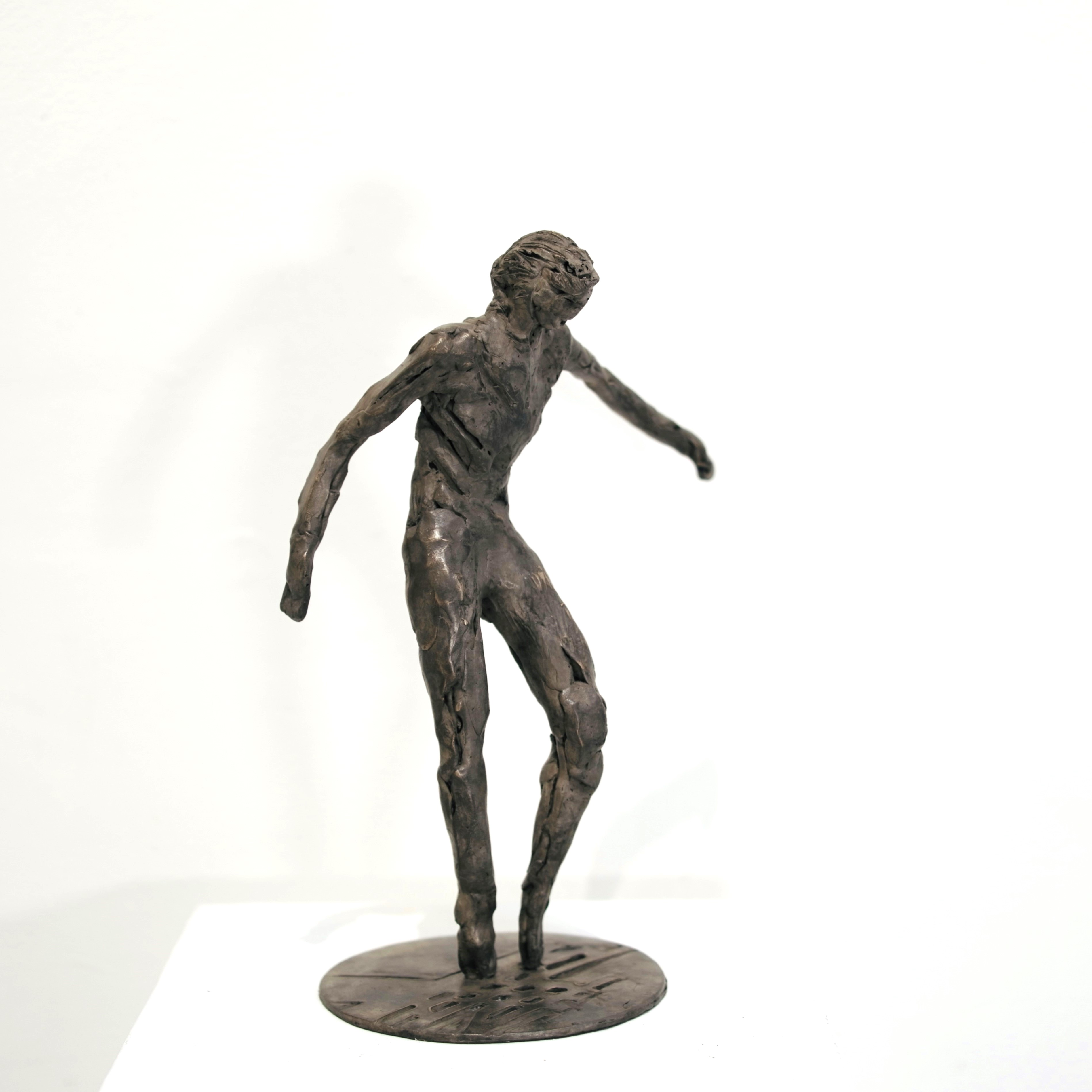 Jon Tarry, Hold Back - Taking Perilous Steps, 2023, bronze lost wax cast and silver nitrate patina, 60 x 8 x 8cm